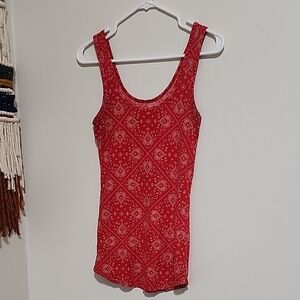 No Boundaries Red Bandana Pattern Tank Top